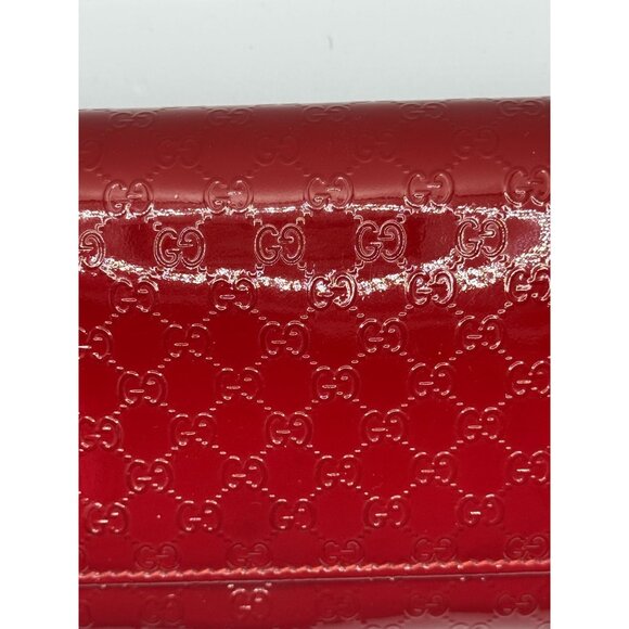 Gucci Red Patent Leather GG Nice Monogram Wallet with  COA - Picture 8 of 16
